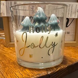 Holly Jolly Holiday Candle with Green Trees - Alpine Forest